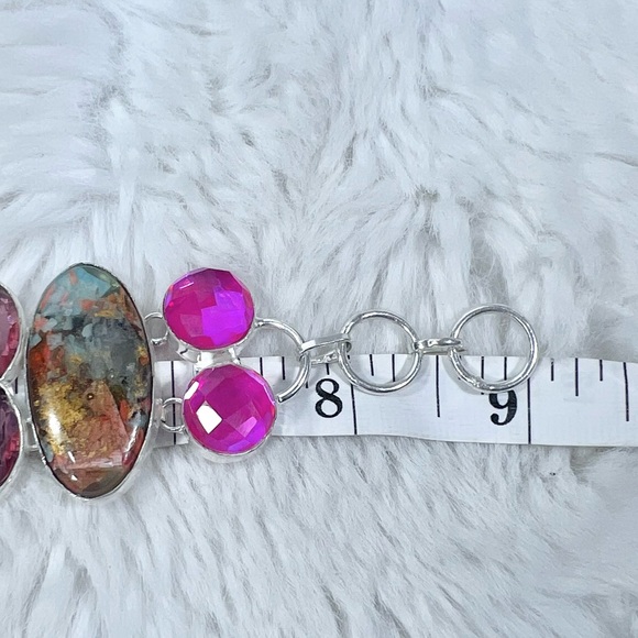 Work of Art! Oyster Turquoise 925 Large Gemstone Necklace & Bracelet - Picture 6 of 7